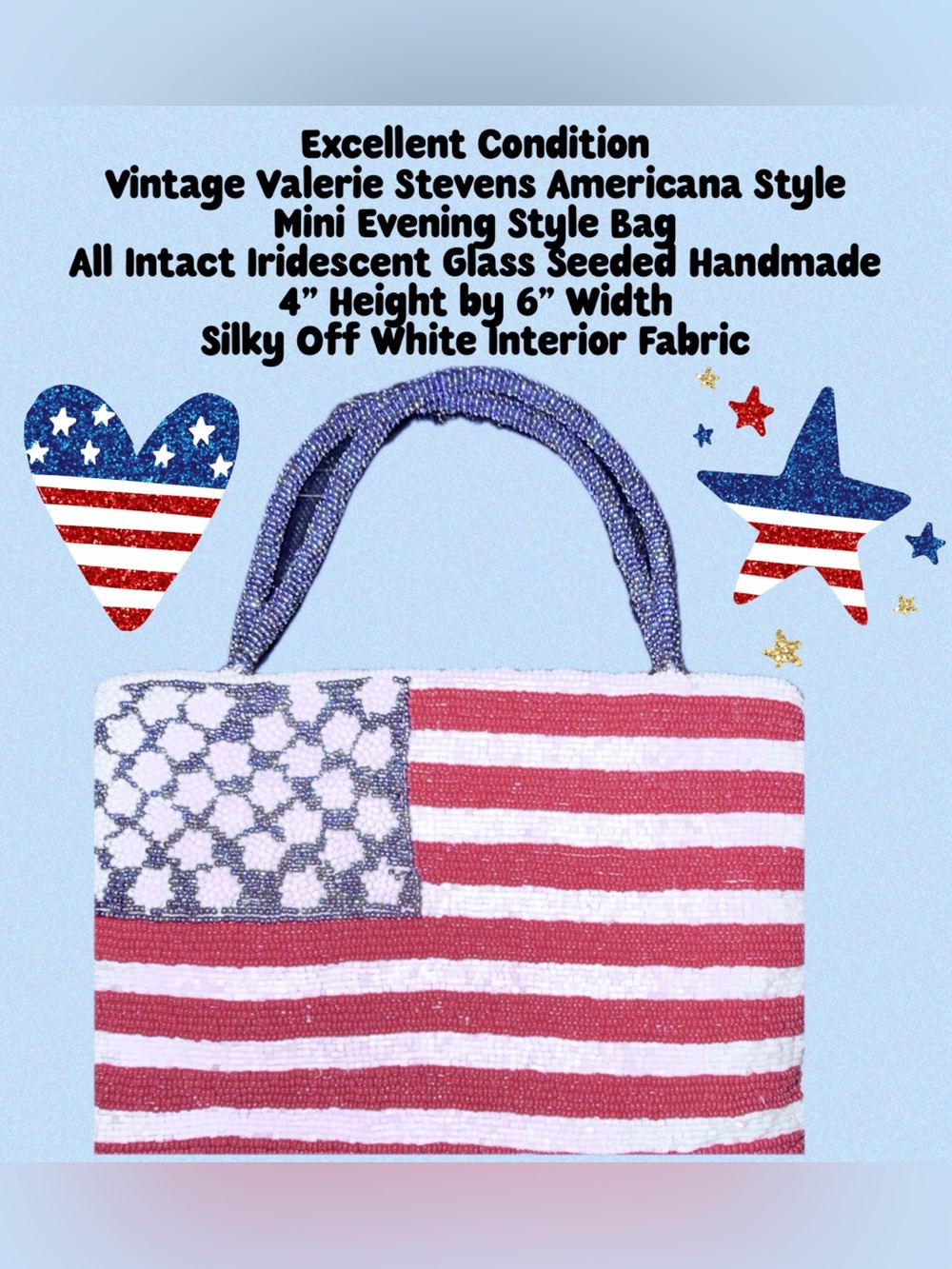 Valerie Stevens Americana Style
VTG Mini Evening Glass Seeded Bag 
Excel Cond